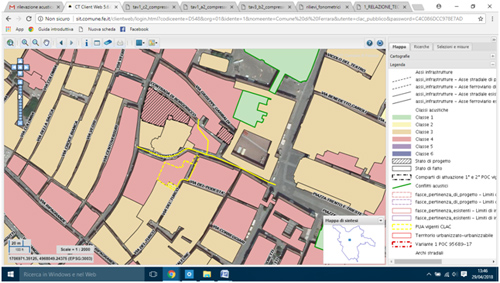 Screenshot della mappa interattiva CLAC  Classificazione acustica